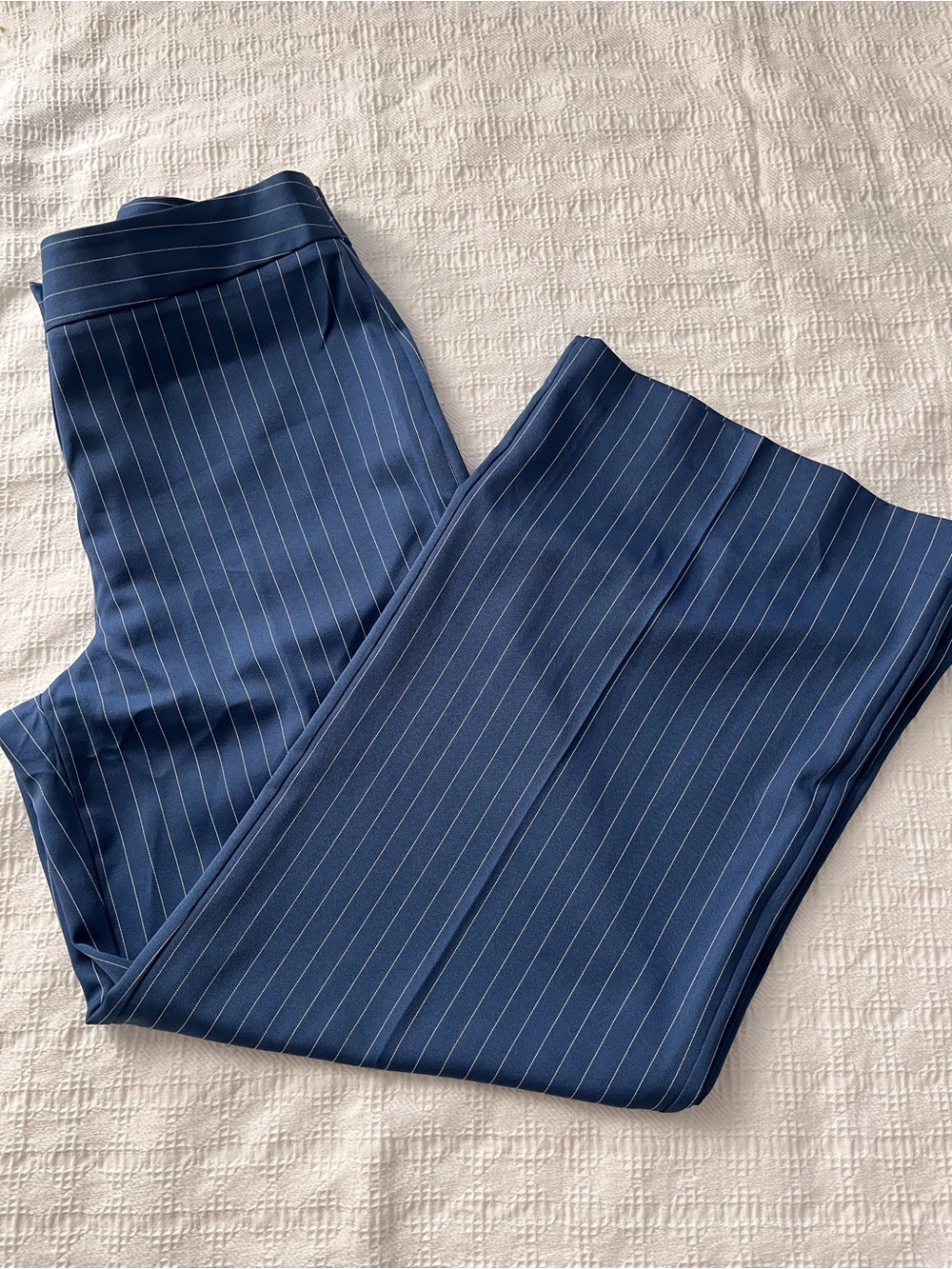 Tahari ASL Navy Pinstripe Trousers